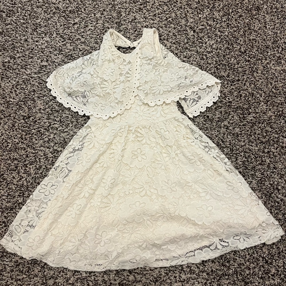 abercrombie kids Ivory Lace Formal Dress with Capelet